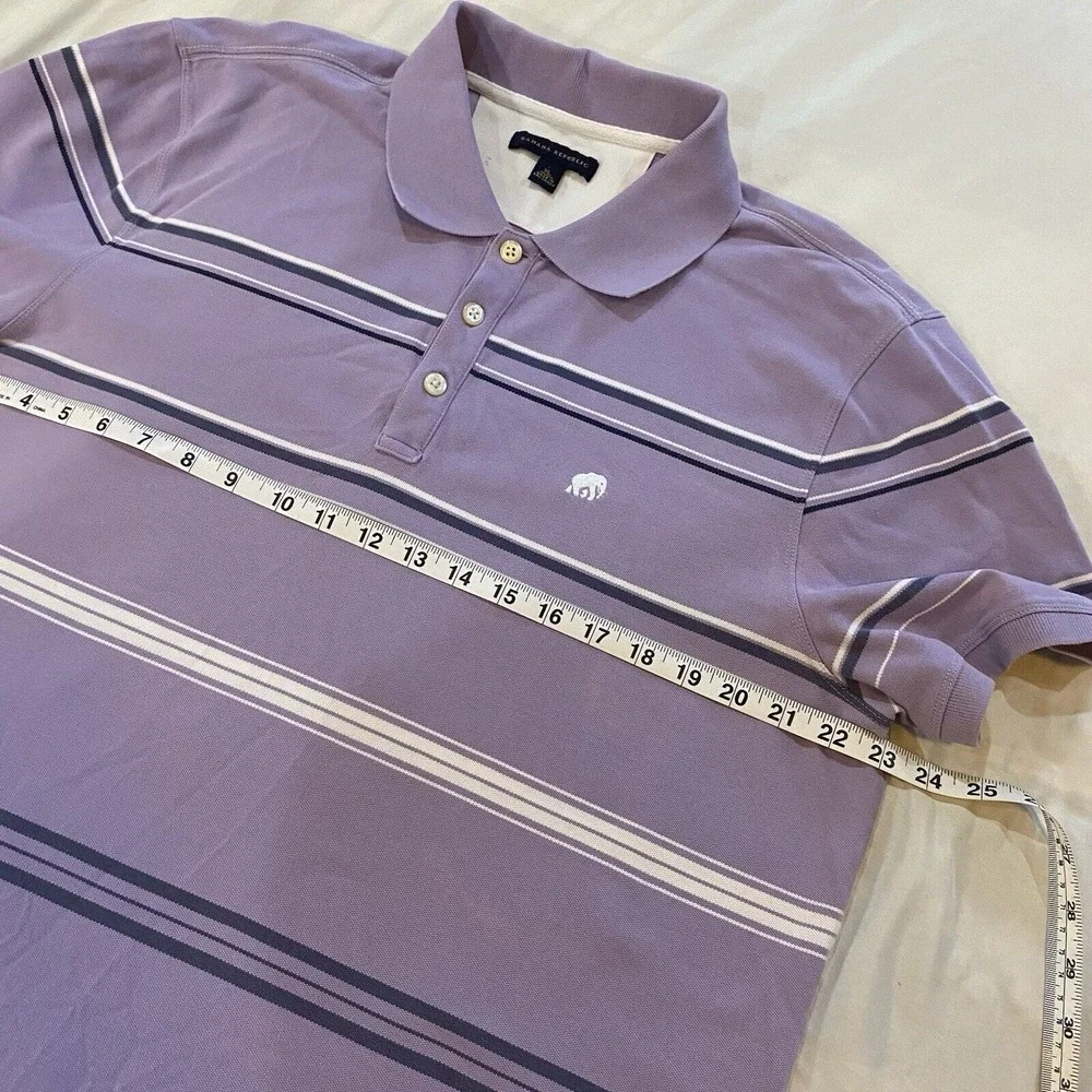 Banana Republic Mens Short Sleeve Polo Purple‎ Size XL Elephant Logo  Spring